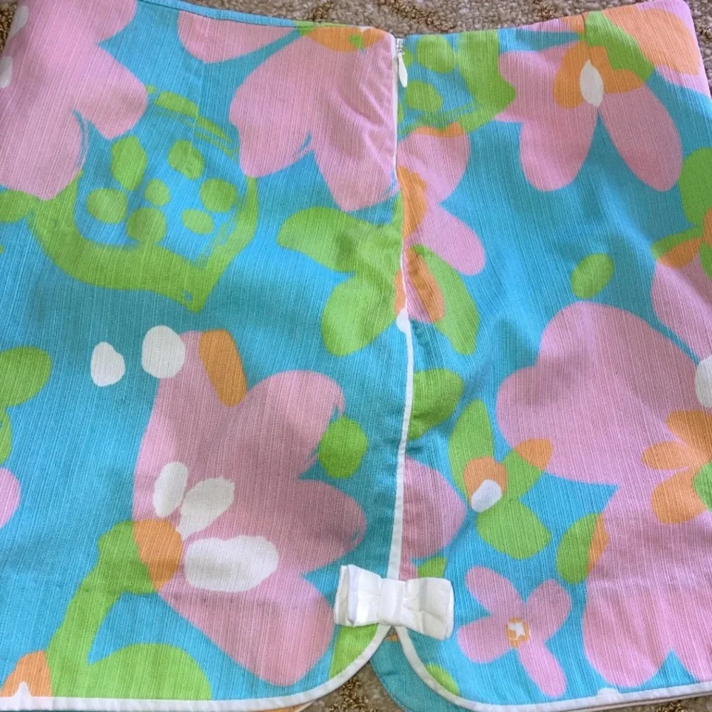 Lilly Pulitzer Floral Turquoise Pink Mini Skort Skirt Bows Womens 0 cottagecore - Picture 10 of 11